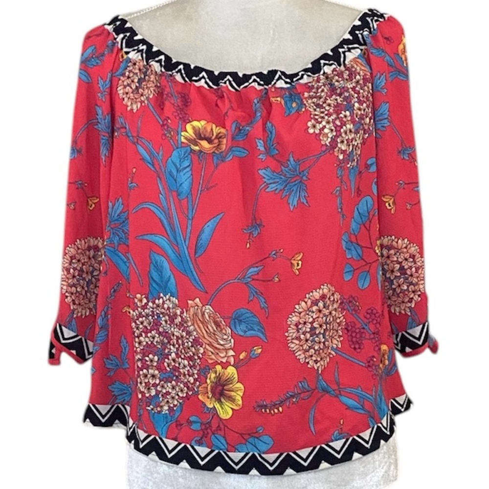 Flying Tomato Women’s Multicolor Floral‎ Off The Shoulder Tunic Top Sz M